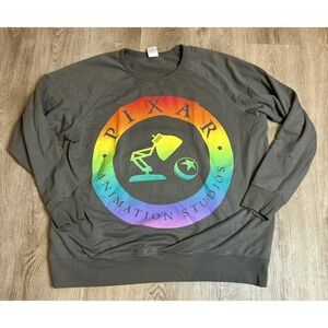 Disney Pixar Pride Animation Studios Rainbow Logo Gray Sweatshirt XXL